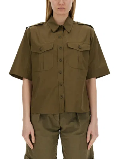 ASPESI WOMEN KHAKI REGULAR SOLID SHIRT, M LUXURY SHIRTS FOR WOMEN DARVEYS