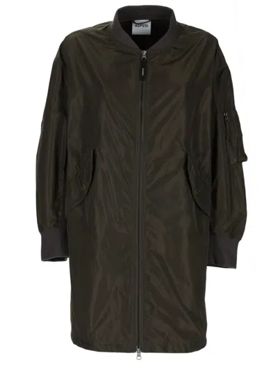 Aspesi Khaki Solid Mock Collar Jacket