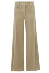 Aspesi Khaki Velvet Wide-leg Pants With High Waist In Green