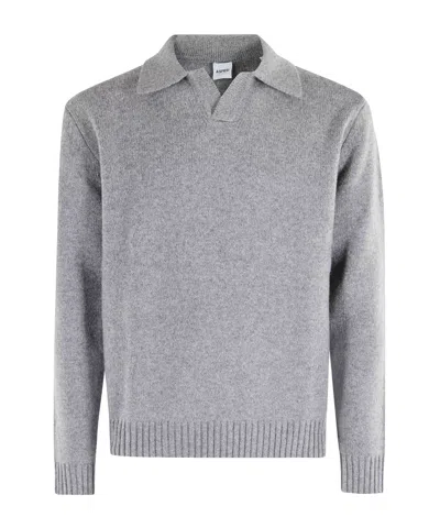 Aspesi Knitted Polo Shirt In Gray