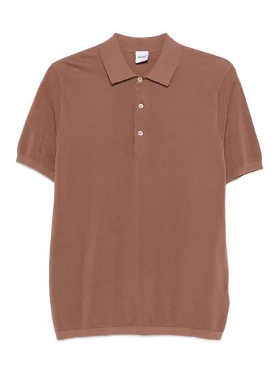 Aspesi Knitted Polo Shirt In Brown Cotton