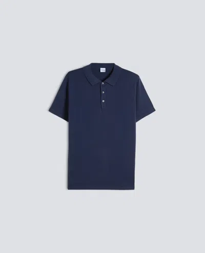 Aspesi Knitted Polo Shirt In Cotton, Silk And Linen In Blue
