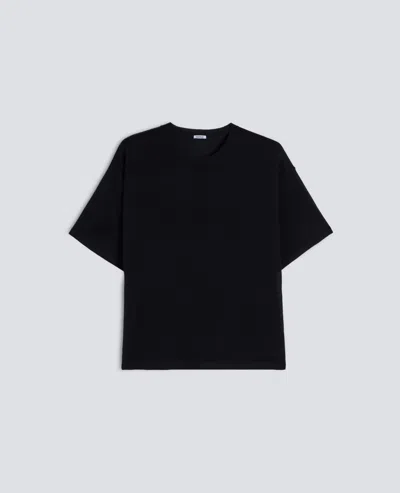 Aspesi Knitted T-shirt In Silk, Cotton And Cashmere Blend In Black