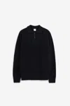 Aspesi Knitted Wool Polo Jumper In Blue