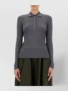 Aspesi Knitwear Polo Collar Long Sleeves Ribbed Texture In Gray