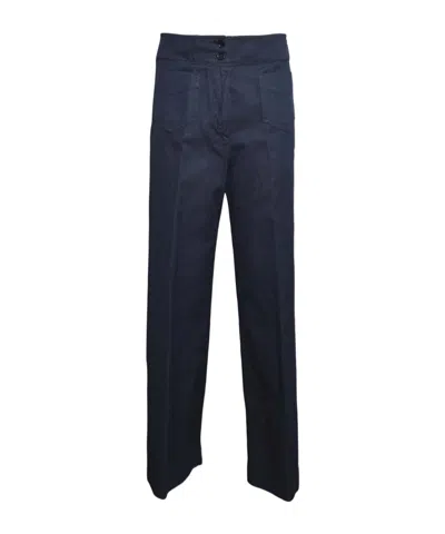 Aspesi Lace-up Detail Casual Pants In Blue