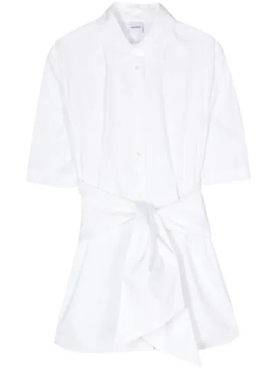 Aspesi Lace-up Detail Poplin Shirt In 白色