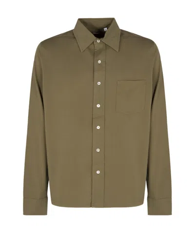 Aspesi Lapel Long-sleeved Shirt In Brown
