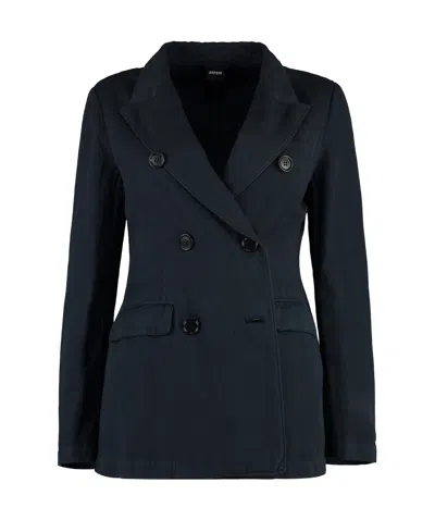Aspesi Lapel Long-sleeved Suit Jacket In Black