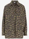 Aspesi Leopard Print Pleated Shirt In Brown