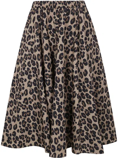 ASPESI LEOPARD-PRINT PLEATED SKIRT