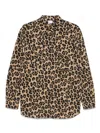 Aspesi Leopard Print Stretch Cotton Shirt In Brown