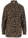 Aspesi Leopard Print Stretch Cotton Shirt In Brown