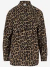 Aspesi Leopard Print Stretch Cotton Shirt In Red