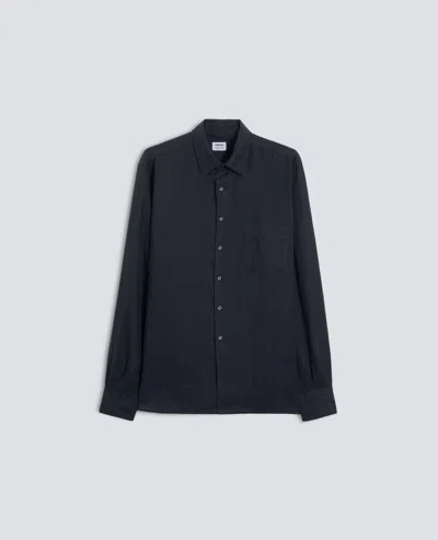 Aspesi Light Linen Shirt With Pocket In Blue