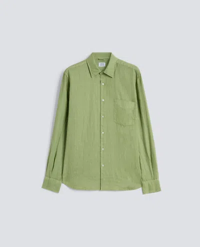 Aspesi Light Linen Shirt With Pocket In Green