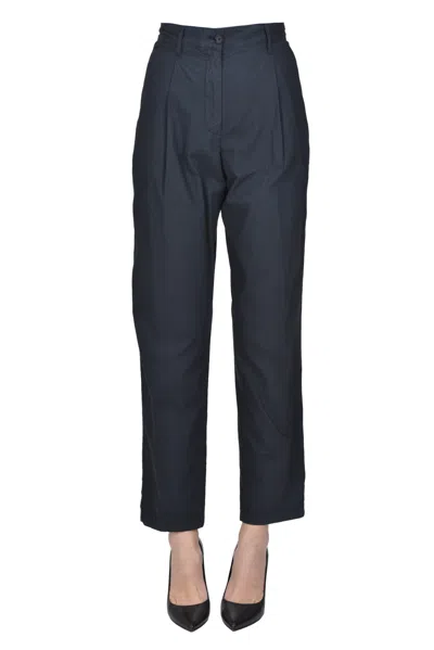 Aspesi Cotton Poplin Chino Trousers In Navy