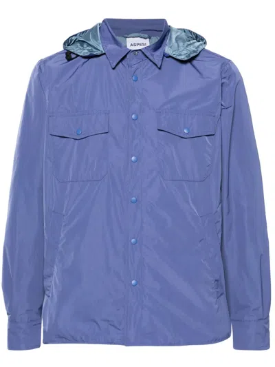 Aspesi Lightweight Hooded Jacket In Blue