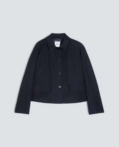 Aspesi Lined Jacket Made Of Polyester Cotton Canvas In Blue