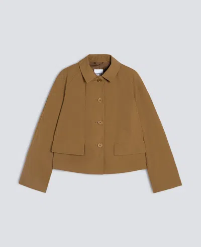 Aspesi Lined Jacket Made Of Polyester Cotton Canvas In Brown