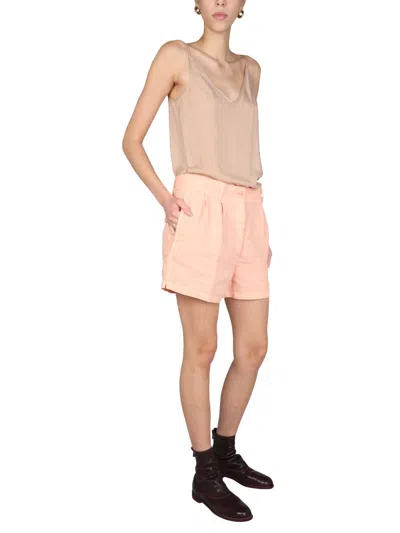 Aspesi Linen Bermuda Shorts In Pink