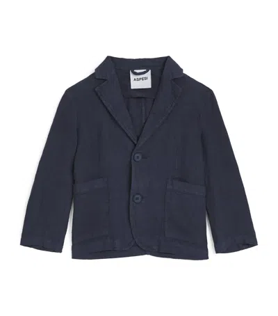 Aspesi Kids' Linen Blazer In Navy