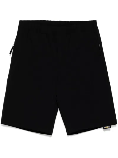 Aspesi Linen Garment Dyed Shorts In 蓝色