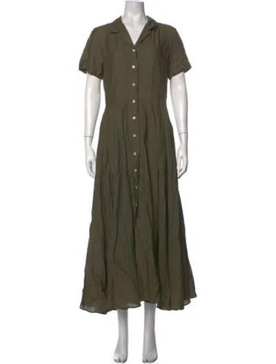 Pre-owned Aspesi Linen Long Dress W/ Tags In Green