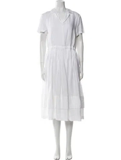 Pre-owned Aspesi Linen Midi Length Dress W/ Tags In White