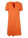 Aspesi Linen Mini Dress In Orange
