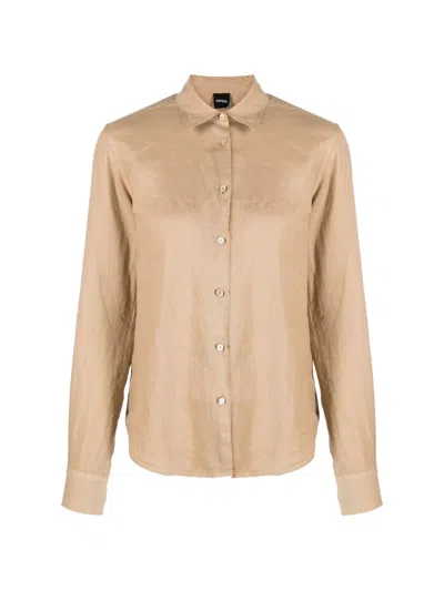 Aspesi Linen Shirt In Brown
