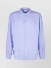 Aspesi Linen Shirt With Long Sleeves And Mandarin Collar In Blue
