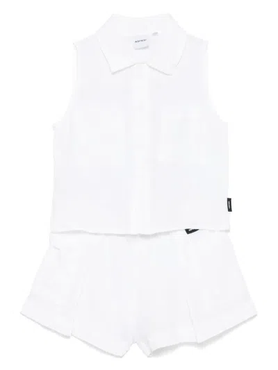 Aspesi Kids' Linen Shorts Set In White