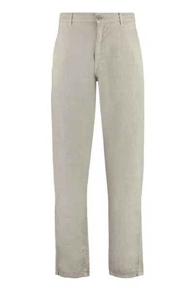 Aspesi Straight-leg Linen Trousers In Brown