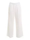 Aspesi Linen Wide Leg Trousers In Blanco