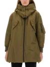 Aspesi Long Hooded Padded Coat Pockets In Green