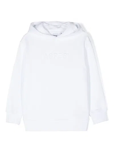 Aspesi Kids' Logo-embossed Cotton Hoodie In White
