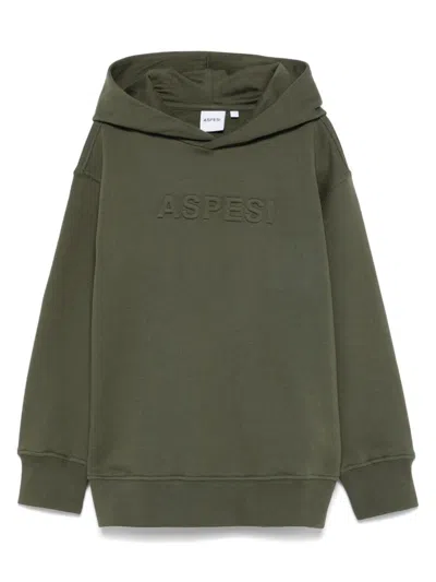 Aspesi Kids' Logo-embossed Hoodie In Green