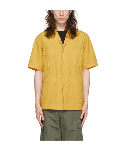 Aspesi Logo Lapel Short-sleeved Casual Jacket In Yellow