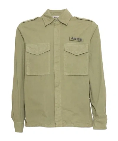 Aspesi Logo Long Sleeve Shirt In Green