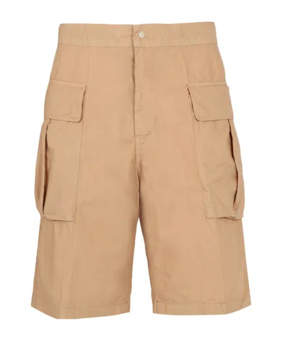 Aspesi Logo-patch Cotton Cargo Shorts In Brown