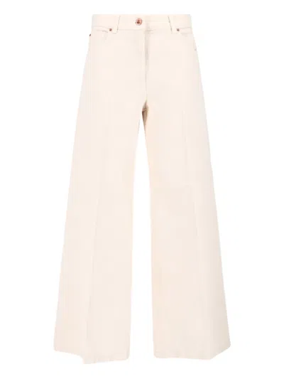Aspesi High-waisted Wide-leg Pants With Belt Loops And Seam Details In Neutral