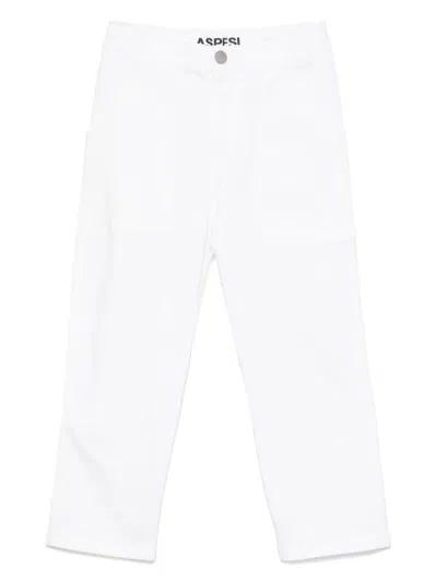Aspesi Kids' Logo-patch Jeans In White