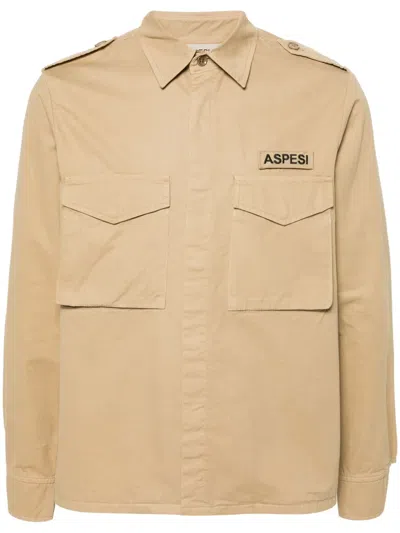 Aspesi Logo-patch Shirt In Neutrals