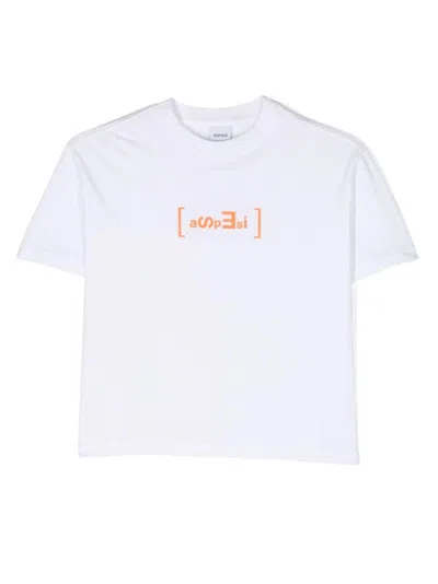 Aspesi Kids' Logo-print Cotton T-shirt In Weiss
