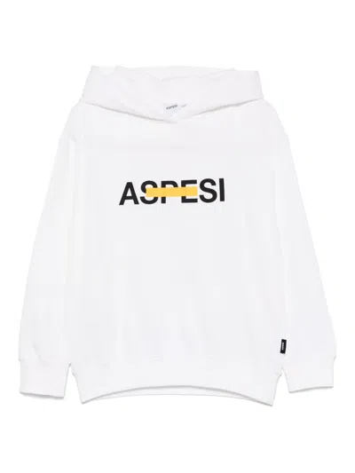 Aspesi Kids' Logo-print Hoodie In White