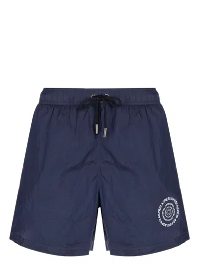 Aspesi Logo-print Swim Shorts In Blue
