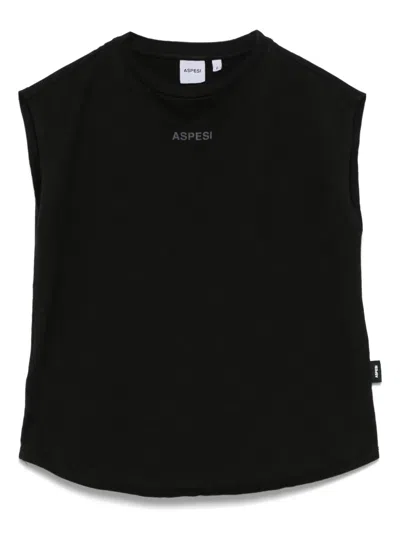 Aspesi Kids' Logo-print T-shirt In Black