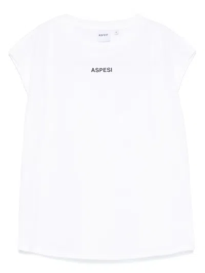 Aspesi Kids' Logo-print T-shirt In White