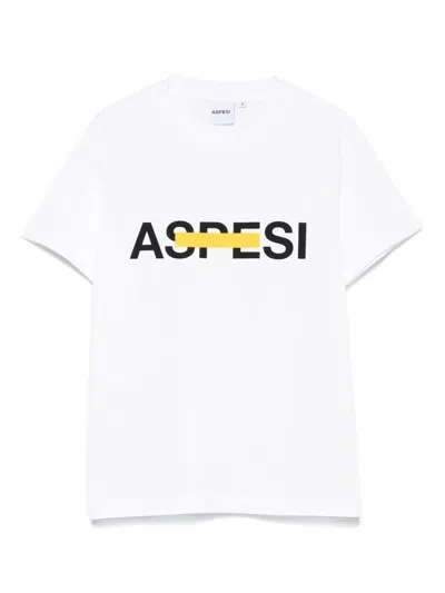 Aspesi Kids' Logo-print T-shirt In White
